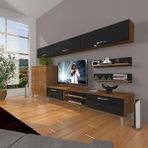 Decoraktiv Eko 8 SLM DVD Krom Ayaklı Ceviz Siyah Tv Ünitesi