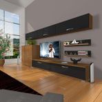 Decoraktiv Eko 8 Slm Std Ceviz Siyah Tv Sehpa Ünitesi