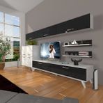 Decoraktiv Eko 8 SLM STD Retro Beyaz Siyah Tv Ünitesi