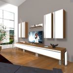 Decoraktiv Eko 8D MDF Krom Ayaklı Beyaz Ceviz Tv Ünitesi