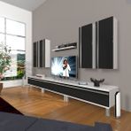 Decoraktiv Eko 8D MDF Krom Ayaklı Beyaz Siyah Tv Ünitesi