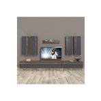 Decoraktiv Eko 8D MDF Krom Ayaklı Ceviz Siyah Tv Ünitesi