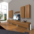 Decoraktiv Eko 8D MDF Krom Ayaklı Naturel Ceviz Tv Ünitesi