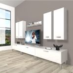 Decoraktiv Eko 8D SLM Krom Ayaklı Parlak Beyaz Tv Ünitesi