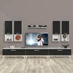 Decoraktiv Eko 8DA Slm Retro Beyaz Siyah Tv Sehpa Ünitesi