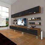 Decoraktiv Eko 8Y SLM Krom Ayaklı Siyah Ceviz Tv Ünitesi