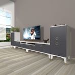 Decoraktiv Eko 9200 Mdf Gold Beyaz Antrasit Tv Sehpa Ünitesi