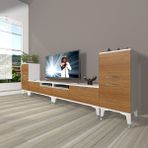Decoraktiv Eko 9200 Slm Silver Ceviz Beyaz Tv Sehpa Ünitesi