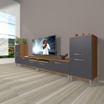 Decoraktiv Eko 9220 Mdf Krom Ayaklı Ceviz Antrasit Tv Sehpa Ünitesi