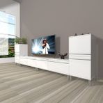 Decoraktiv EKO 9220T MDF Krom Ayaklı Parlak Beyaz TV Sehpa Ünitesi