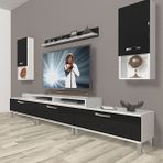 Decoraktiv Ekoflex 270DA Mdf Krom Ayaklı Beyaz Siyah Tv Sehpa Ünitesi