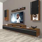 Decoraktiv Ekoflex 270TA Mdf Krom Ayaklı Siyah Ceviz Tv Sehpa Ünitesi