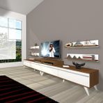 Decoraktiv Ekoflex 360R Mdf Retro Beyaz Ceviz Tv Sehpa Ünitesi