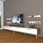 Decoraktiv Ekoflex 360R Slm Krom Ayaklı Ceviz Beyaz Tv Sehpa Ünitesi