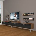 Decoraktiv Ekoflex 360R Slm Krom Ayaklı Ceviz Siyah Tv Sehpa Ünitesi