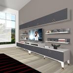 Decoraktiv Ekoflex 360Y Mdf Gold Beyaz Antrasit Tv Sehpa Ünitesi