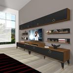 Decoraktiv Ekoflex 360Y Mdf Gold Ceviz Siyah Tv Sehpa Ünitesi