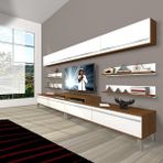 Decoraktiv Ekoflex 360Y Mdf Krom Ayaklı Beyaz Ceviz Tv Sehpa Ünitesi