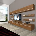 Decoraktiv Ekoflex 360Y Mdf Krom Ayaklı Naturel Ceviz Tv Sehpa Ünitesi