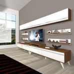 Decoraktiv Ekoflex 360Y Mdf Retro Beyaz Ceviz Tv Sehpa Ünitesi