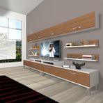 Decoraktiv Ekoflex 360Y Slm Krom Ayaklı Beyaz Ceviz Tv Sehpa Ünitesi