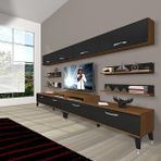 Decoraktiv Ekoflex 360Y Slm Silver Ceviz Siyah Tv Sehpa Ünitesi