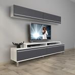 Decoraktiv Ekoflex 5 Mdf Krom Ayaklı Beyaz Antrasit Tv Sehpa Ünitesi
