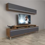Decoraktiv Ekoflex 5 Mdf Krom Ayaklı Ceviz Antrasit Tv Sehpa Ünitesi