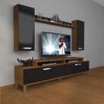 Decoraktiv Ekoflex 7 Slm Krom Ayaklı Ceviz Siyah Tv Sehpa Ünitesi