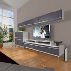 Decoraktiv Ekoflex 8 Mdf Krom Ayaklı Beyaz Antrasit Tv Sehpa Ünitesi