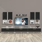 Decoraktiv Ekoflex 8DA Slm Krom Ayaklı Beyaz Siyah Tv Sehpa Ünitesi