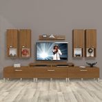 Decoraktiv Ekoflex 8DA Slm Krom Ayaklı Naturel Ceviz Tv Sehpa Ünitesi
