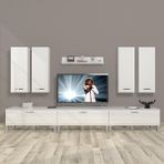 Decoraktiv Ekoflex 8DA Slm Krom Ayaklı Parlak Beyaz Tv Sehpa Ünitesi