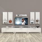 Decoraktiv Ekoflex 8DA Slm Retro Parlak Beyaz Tv Sehpa Ünitesi