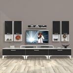 Decoraktiv Ekoflex 8DA Slm Silver Beyaz Siyah Tv Sehpa Ünitesi