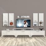 Decoraktiv Ekoflex 8DA Slm Silver Parlak Beyaz Tv Sehpa Ünitesi