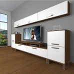 Decoraktiv Ekoflex 9 Slm Krom Ayaklı Beyaz Ceviz Tv Sehpa Ünitesi