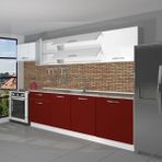 Decoraktiv Ekol 280 MDF Hazır Mutfak Dolabı - Tezgah Dahil - Bordo - Beyaz