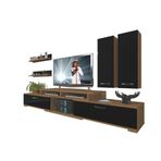 Decoraktiv Flex 5D130 MDF Ceviz Siyah Tv Ünitesi