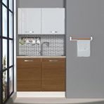 Decoraktiv Mini 100 Mdf Hazır Mutfak Dolabı Ceviz Beyaz