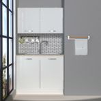 Decoraktiv Mini 100 MDF Hazır Mutfak Dolabı - Tezgah Dahil - Parlak Beyaz