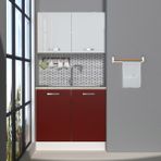 Decoraktiv Mini 90 MDF Bordo Beyaz Hazır Mutfak Dolabı - Tezgah Dahil - Modern Tasarım ve Geniş Depolama