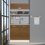 Decoraktiv Mini Mutfak Dolabı MDF Doğal Ceviz Renk 90x55x85 cm Modern Tasarım - Beyaz