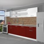 Decoraktiv Prestij 280 MDF Hazır Mutfak Dolabı - Tezgah Dahil - Bordo - Beyaz