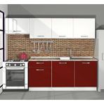 Decoraktiv Smart 240 Mdf Hazır Mutfak Dolabı Bordo Beyaz