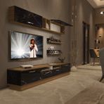 Decoraktiv Trendstyle 5220 Pera Siyah Mermer MDF Tv Ünitesi