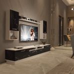 Decoraktiv Trendstyle 5220DA Beyaz Siyah Mermer MDF Tv Ünitesi