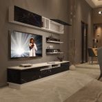 Decoraktiv Trendstyle 5220S Beyaz Siyah Mermer MDF Tv Ünitesi