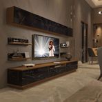 Decoraktiv Trendstyle 8ys Mdf Ceviz-Siyah Tv Ünitesi