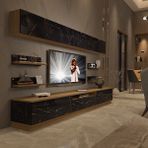 Decoraktiv Trendstyle 8YS Pera Siyah Mermer MDF Tv Ünitesi